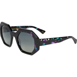 Discount Lunettes de soleil Claudia Shiny Purple Turquoise Gradient Grey Polarized Femme Lunettes Femme|Lunettes Polarisées