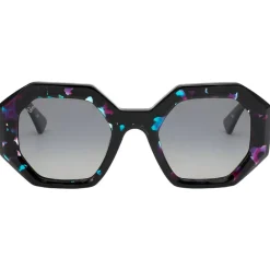 Discount Lunettes de soleil Claudia Shiny Purple Turquoise Gradient Grey Polarized Femme Lunettes Femme|Lunettes Polarisées