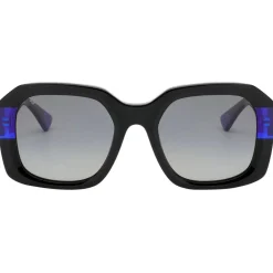 New Lunettes de soleil Isabella Shiny Black Blue Gradient Grey Polarized Femme Lunettes Femme|Lunettes Polarisées