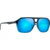 Lunettes Femme|Lunettes Polarisées<Maui Jim Lunettes de soleil Wedges Fondu Noir Mat Bleu Blue Hawaii Mineral Superthin
