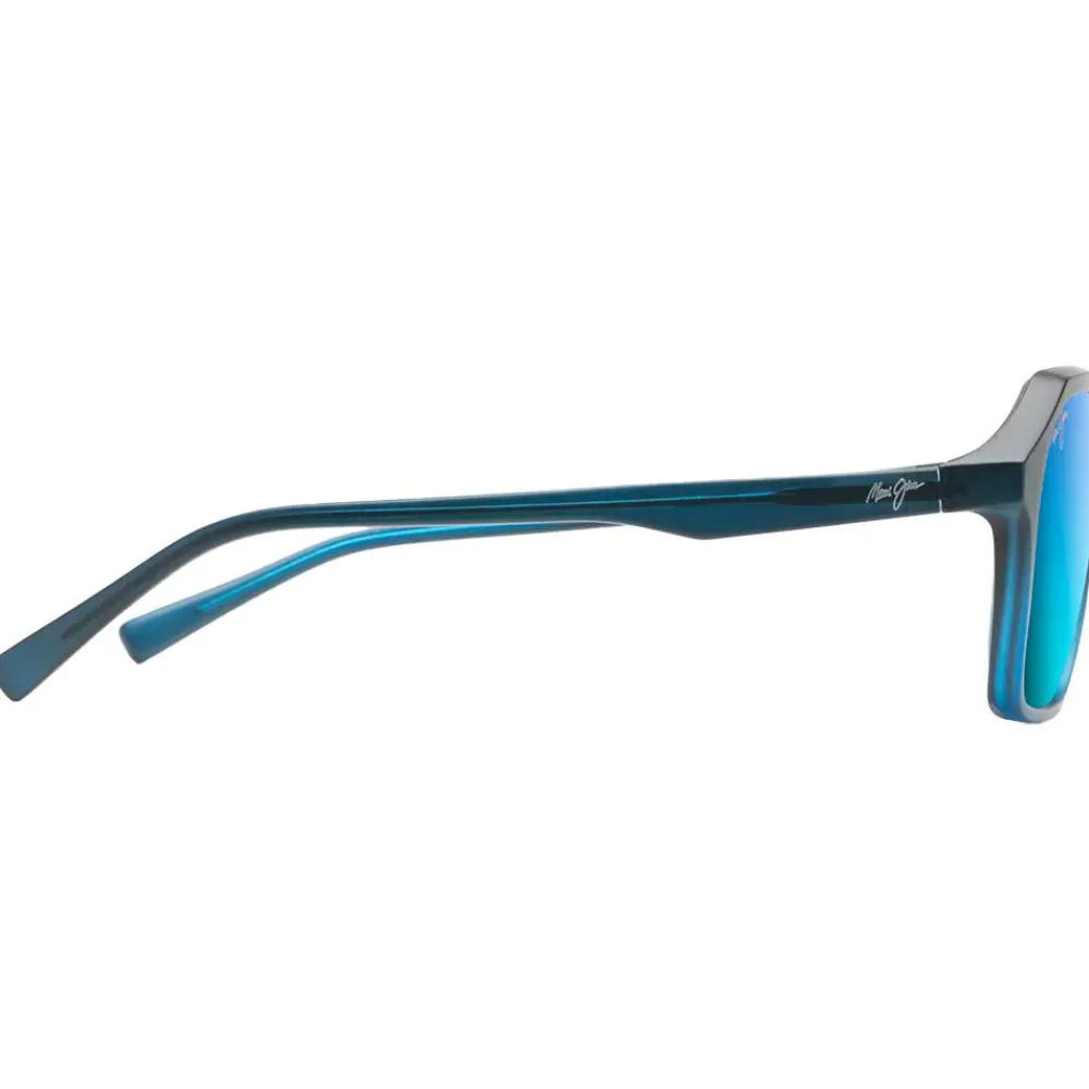 Lunettes Femme|Lunettes Polarisées<Maui Jim Lunettes de soleil Wedges Fondu Noir Mat Bleu Blue Hawaii Mineral Superthin