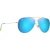 Lunettes Femme|Lunettes Polarisées<Maui Jim Lunettes de soleil Hauoli Argent Brillant Bleus Verts Bleu Hawaï MauiPure