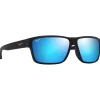 Lunettes Femme|Lunettes Polarisées<Maui Jim Lunettes de soleil Uila Asian Fit Noir Mat Bleu Hawaï Minéral Superthin