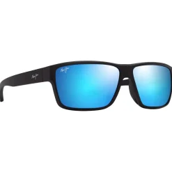 Lunettes Femme|Lunettes Polarisées<Maui Jim Lunettes de soleil Uila Asian Fit Noir Mat Bleu Hawaï Minéral Superthin