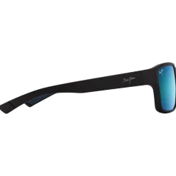 Lunettes Femme|Lunettes Polarisées<Maui Jim Lunettes de soleil Uila Asian Fit Noir Mat Bleu Hawaï Minéral Superthin