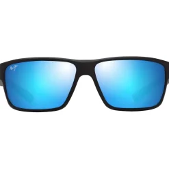 Lunettes Femme|Lunettes Polarisées<Maui Jim Lunettes de soleil Uila Asian Fit Noir Mat Bleu Hawaï Minéral Superthin
