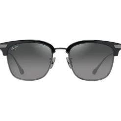 Lunettes Femme|Lunettes Polarisées<Maui Jim Lunettes de soleil Kalaunu Asian Fit Shiny Black Dark Silver Neutral Grey MauiBrilliant