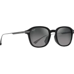 Lunettes Polarisées|Lunettes Femme<Maui Jim Lunettes de soleil Ka'ouo Asian Fit Noir Brillant Gris Acier Neutral Grey MauiBrilliant