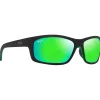 Lunettes Polarisées<Maui Jim Lunettes de soleil Kanaio Coast Noir Mat Vert MauiGreen Minéral Superthin
