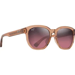Lunettes Femme|Lunettes Polarisées<Maui Jim Lunettes de soleil Akahai Asian Fit Marron Clair Transparent Brillant Maui Rose Minéral Superthin
