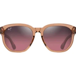 Lunettes Femme|Lunettes Polarisées<Maui Jim Lunettes de soleil Akahai Asian Fit Marron Clair Transparent Brillant Maui Rose Minéral Superthin