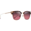 New Lunettes de soleil Kalaunu Asian Fit Havane Foncé Brillant Doré Maui Rose MauiBrilliant Femme Lunettes Femme|Lunettes Polarisées