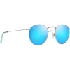Lunettes Femme|Lunettes Polarisées<Maui Jim Lunettes de soleil Pukaua Argent Brillant Bleus Verts Bleu Hawaï MauiPure