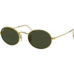 New Lunettes de soleil RB3547 Oval Metal Polished Gold Green G-15 Femme Lunettes Femme