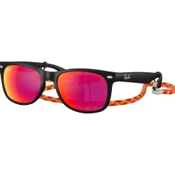 Lunettes Enfant<Ray Ban Lunettes de soleil New Wayfarer Kids Polished Rubber Black Brown Orange Mirror