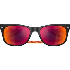 Lunettes Enfant<Ray Ban Lunettes de soleil New Wayfarer Kids Polished Rubber Black Brown Orange Mirror