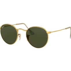 Hot Lunettes de soleil RB3447 Round Metal Polished Gold Green G-15 Femme Lunettes Femme