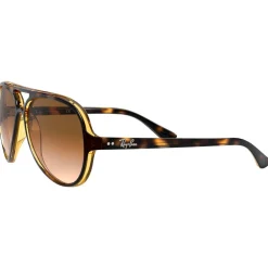 Outlet Lunettes de soleil RB4125 Cats 5000 Classic Polished Light Havana Gradient Light Brown Femme Lunettes Femme
