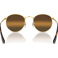 Lunettes Femme|Lunettes Polarisées<Ray Ban Lunettes de soleil RB3447 Round Metal Polished Gold Chromance Silver Brown Polar