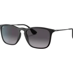 Lunettes Femme<Ray Ban Lunettes de soleil RB4187 Chris Matte Rubber Black Dark Grey Gradient