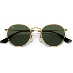 Lunettes Enfant<Ray Ban Lunettes de soleil Round Kids Polished Arista Gold Dark Green