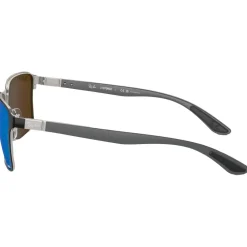 Lunettes Femme|Lunettes Homme<Ray Ban Lunettes de soleil RB3721 Polished Black Silver Chromance Polar Blue