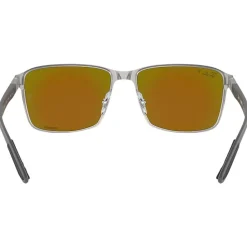 Lunettes Femme|Lunettes Homme<Ray Ban Lunettes de soleil RB3721 Polished Black Silver Chromance Polar Blue