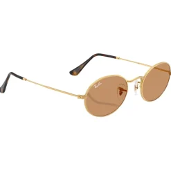 Lunettes Femme<Ray Ban Lunettes de soleil RB3547 Oval Metal Polished Gold Brown