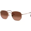 Lunettes Femme<Ray Ban Lunettes de soleil RB3548N Hexagonal Flat Polished Copper Gradient Brown