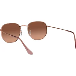 Lunettes Femme<Ray Ban Lunettes de soleil RB3548N Hexagonal Flat Polished Copper Gradient Brown