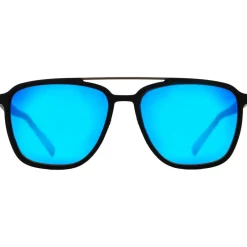 Hot Lunettes de soleil Redps Square Matt Black Smoke Blue Mirror Polarized Femme Lunettes Femme|Lunettes Polarisées