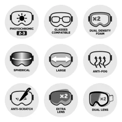 New Masque de Ski Titan Otg Noir Reactiv Glare Control 2-3 Homme Masques Homme|Masques Porteur De Lunettes