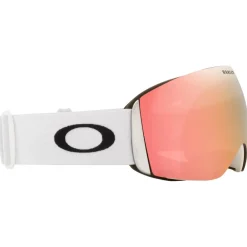 Hot Masque de Ski Flight Deck L Matte White Prizm Rose Gold Iridium Homme Masques Homme|Masques Porteur De Lunettes