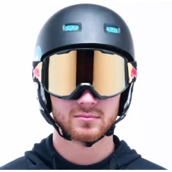 Hot Masque de Ski Solo Matt Black Brown Gold Mirror Snow Homme Masques Homme|Masques Homme