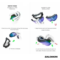 Masques Porteur De Lunettes|Masques Homme<Salomon Masque de Ski Sentry Prime Black Echo Sigma Poppy Red + Sigma Light Blue