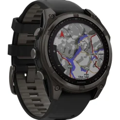 Montres Gps|Montre Connectée<Garmin Montres GPS Fenix 8 Solar Sapphire Titane Carbon Gray DLC Bracelet Silicone Noir Gris Galet
