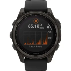 Montres Gps|Montre Connectée<Garmin Montres GPS Fenix 8 Solar Sapphire Titane Carbon Gray DLC Bracelet Silicone Noir Gris Galet