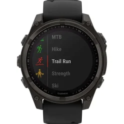 Montres Gps|Montre Connectée<Garmin Montres GPS Fenix 8 Solar Sapphire Titane Carbon Gray DLC Bracelet Silicone Noir Gris Galet