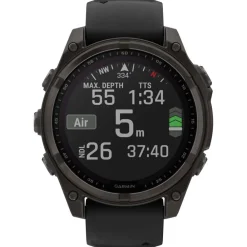 Montres Gps|Montre Connectée<Garmin Montres GPS Fenix 8 Solar Sapphire Titane Carbon Gray DLC Bracelet Silicone Noir Gris Galet