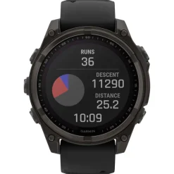 Montres Gps|Montre Connectée<Garmin Montres GPS Fenix 8 Solar Sapphire Titane Carbon Gray DLC Bracelet Silicone Noir Gris Galet