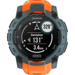 Montres Gps|Montre Connectée<Garmin Montres GPS Instinct 3 Solar Bleu Crépuscule Avec Bracelet Orange