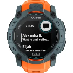 Montres Gps|Montre Connectée<Garmin Montres GPS Instinct 3 Solar Bleu Crépuscule Avec Bracelet Orange