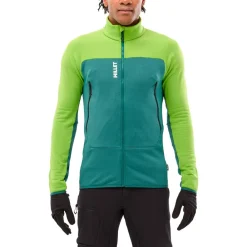 New Polaire Fusion Grid Jkt M Macaw Green Bottle Homme Veste De Ski|Polaire Homme