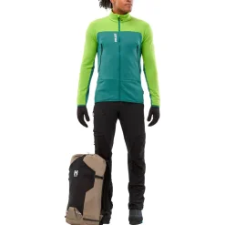 New Polaire Fusion Grid Jkt M Macaw Green Bottle Homme Veste De Ski|Polaire Homme