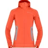 Veste De Ski|Polaire Femme<Norrona Polaire falketind Power Grid Hood W's Orange Alert
