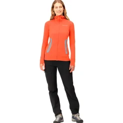 Veste De Ski|Polaire Femme<Norrona Polaire falketind Power Grid Hood W's Orange Alert