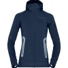 New Polaire falketind Power Grid Hood W's Indigo Night Femme Polaire Femme|Veste De Ski