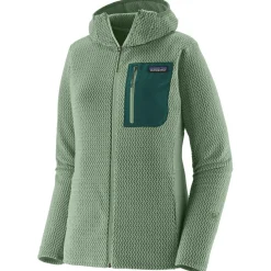 Hot Polaire W's R1 Air Full Zip Hoody Ellwood Green Femme Polaire Femme|Veste De Ski