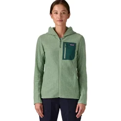 Hot Polaire W's R1 Air Full Zip Hoody Ellwood Green Femme Polaire Femme|Veste De Ski