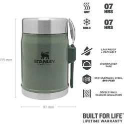 Sale Popote The Legendary Food Jar + Spork 0.4L Hammertone Green Popote|Vaisselle Camping